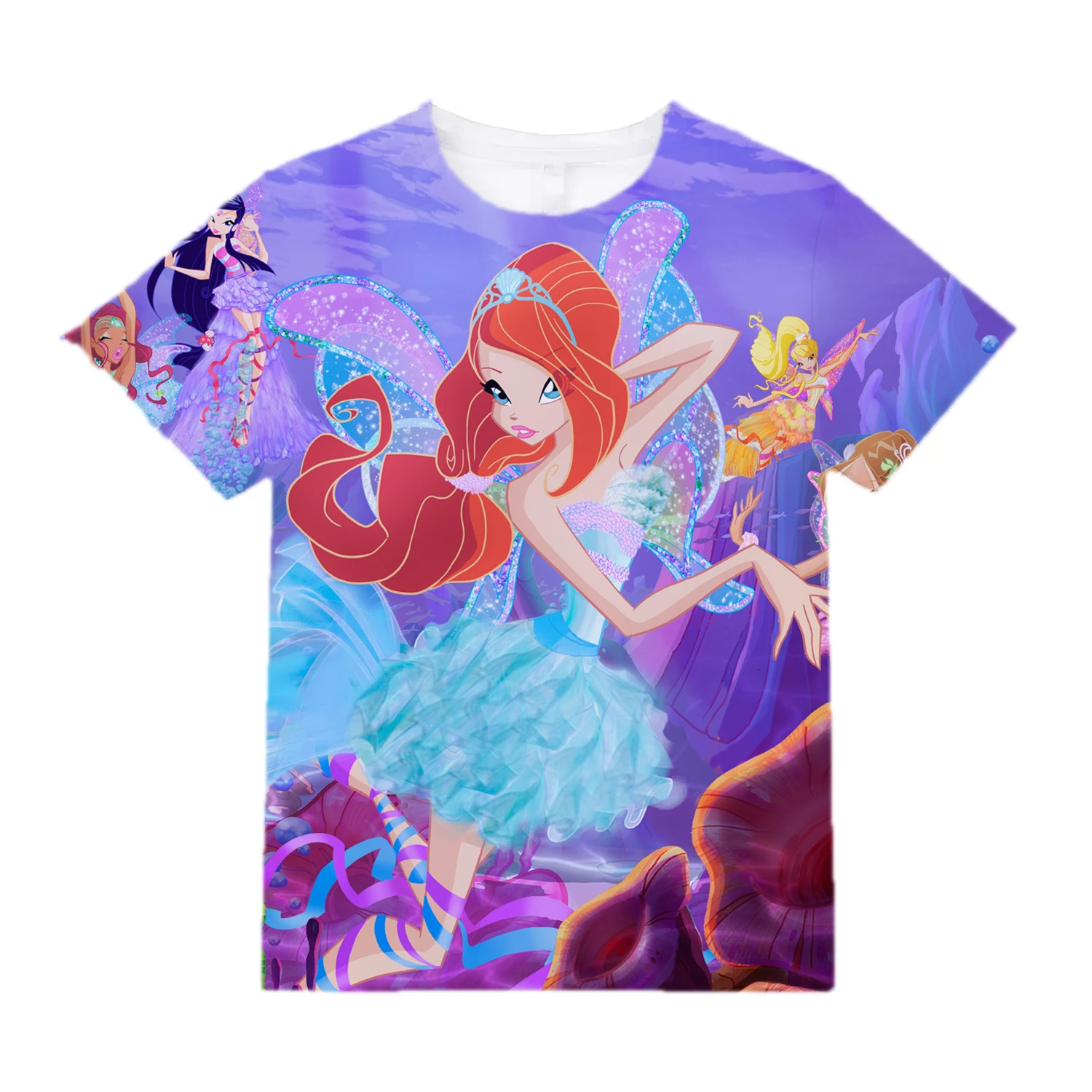 Children Clothes Girl Winx Club Children\'s Clothing Baby Short Sleeve T-shirt Kawaii Girls Clothes 2 to 8 Years Blouse for Girls