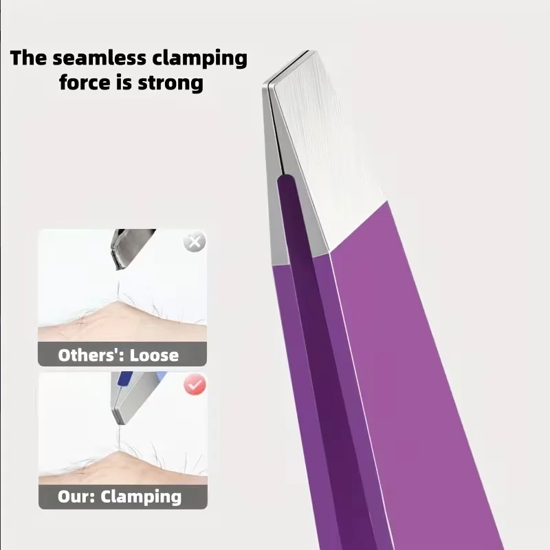 Set di pinzette in acciaio inossidabile da 4 pezzi Kit per toelettatura per modellare le sopracciglia, depilazione della barba ed estensione delle ciglia, custodia viola