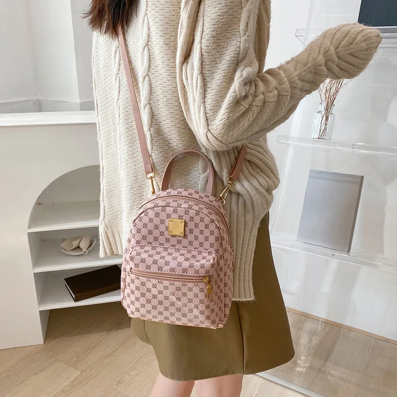 Women's Vintage Print Mini Backpack Casual Convertible Backpack With Top Handle For Daily Use Travel