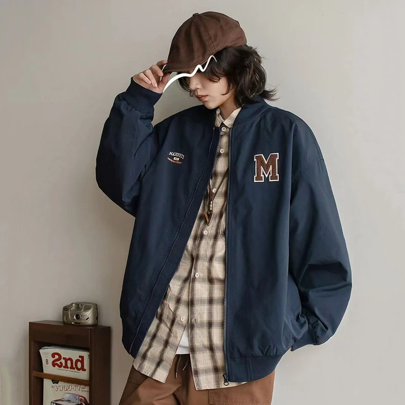 Y2K Letter Embroidery Jackets Women Fall Harajuku Oversized Streetwear Casual Baseball Uniform Bf Japanese Vintage Zipper Coats