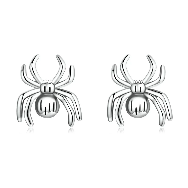 Halloween spider Stud Earring Pure 925 Silver, Simple Unique Ear jewelry set girls Earrrings, Hypoallergenic Ear studs sterling