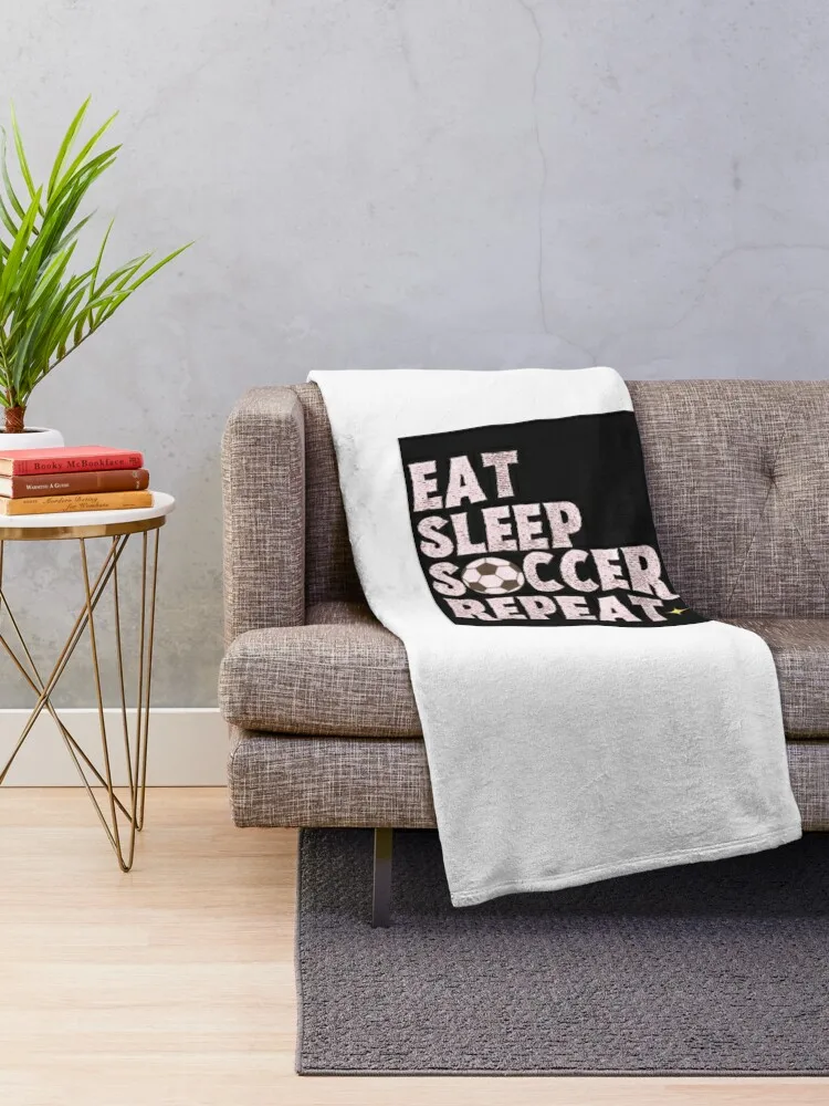 EAT SLEEP SOCCER REPEAT T-SHIRT Throw Blanket Quilt Soft Big Decorative Throw Blankets