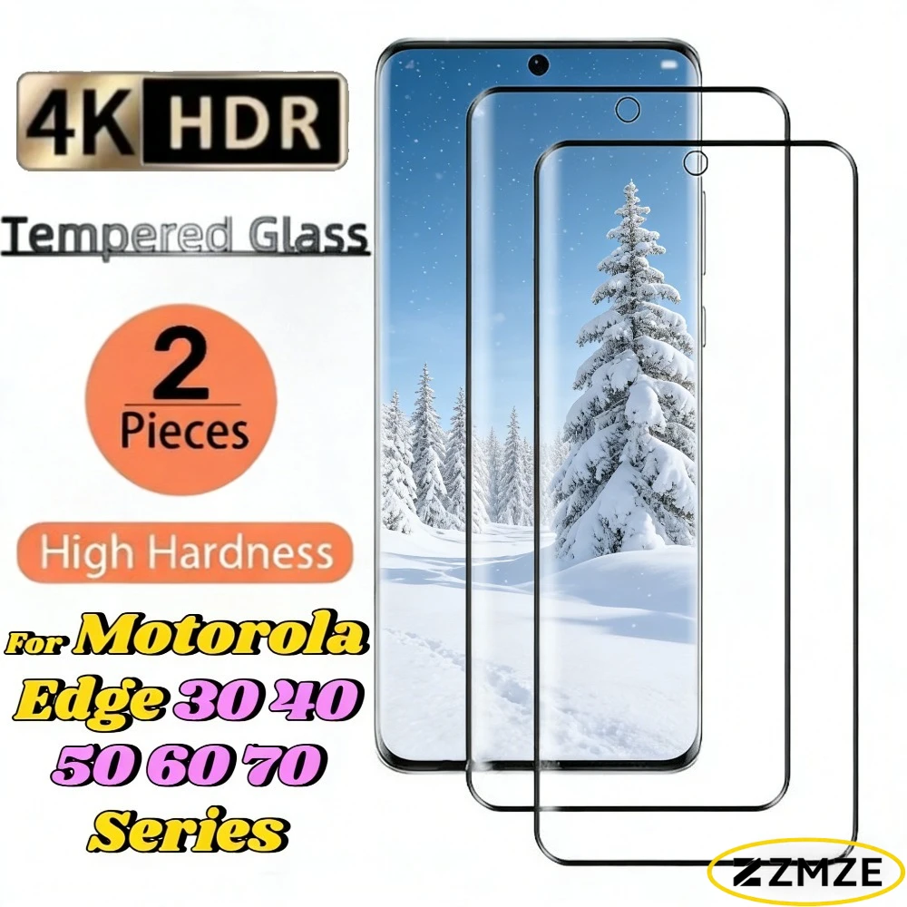 

2 Pieces Tempered Glass Screen Protector Films For Motorola Edge 60S 50 30 Ultra 40 Neo 70 Fusion + 60 50 40 Pro 60 50 30 Fusion