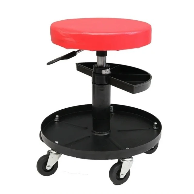 Garage Stool on Wheels Heavy Duty Rolling Stool Adjustable Mechanic Chair with Tool Tray Storage Roller Seat for Workshop Garage