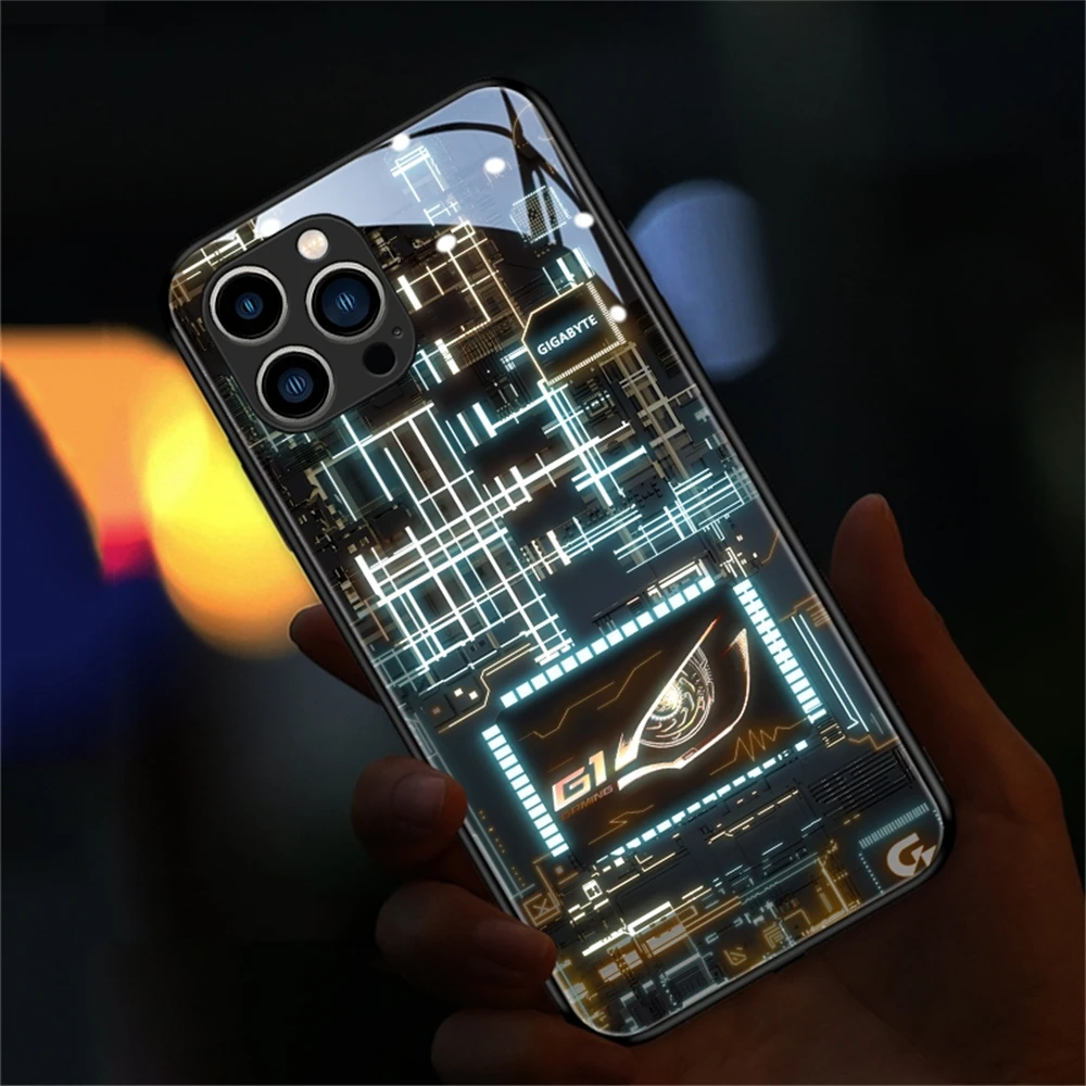 

Circuit Design Calling Flash Light Up Cover Glowing LED Phone Case For Huawei Mate 50 40 30 Pro P60 P50 P40 P30 Nova 10 9 8 7