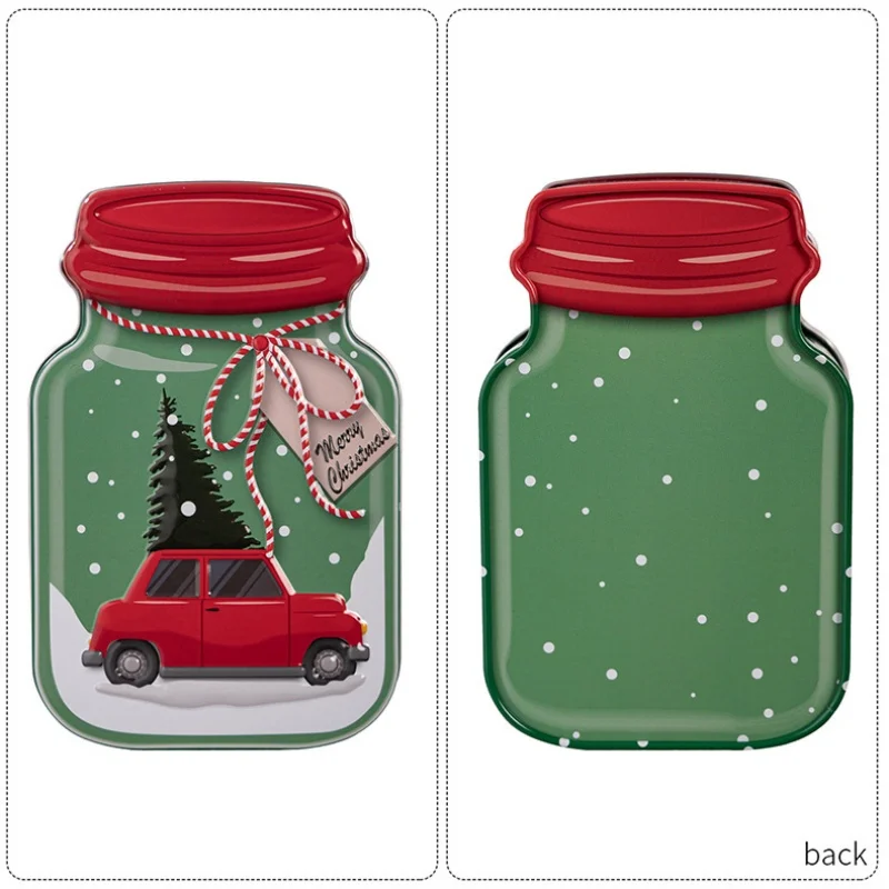Caja de lata navideña, caja de galletas y dulces, regalo de bombones, caja de lata de Metal con tapa, contenedores para suministros de decoración para fiesta de Navidad
