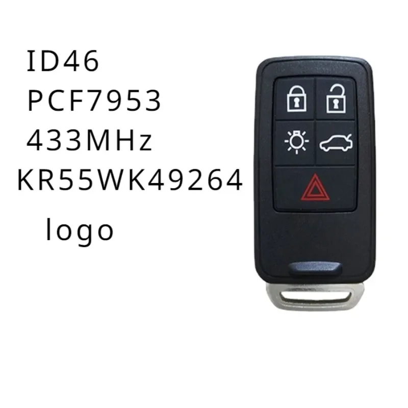 

Remote Control Key For Volvo S60 S60L S80 XC60 XC70 V40 V60 ID46 PCF7953 433MHz KR55WK49264 Non-Keyless Card