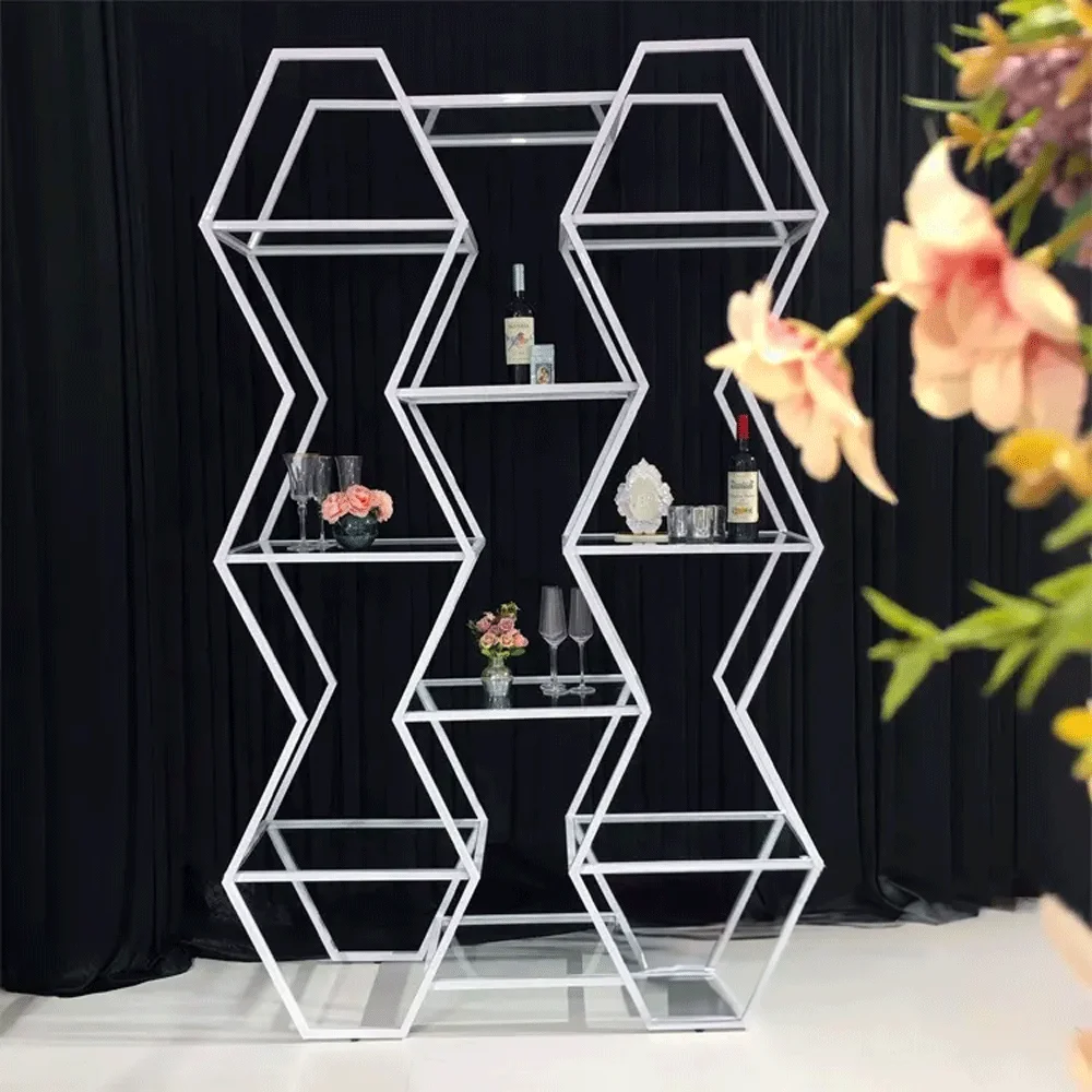 new design high wedding metal wine shelf for party events decoration