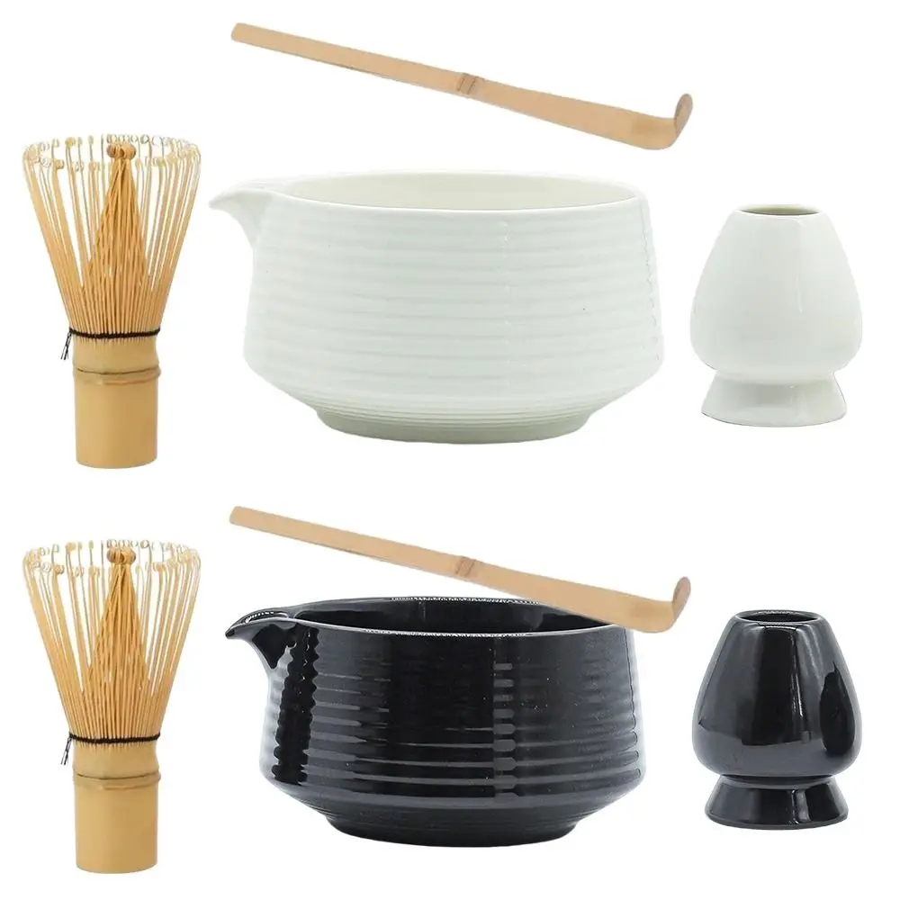 

4PCS Traditional Bamboo Ceramic Japanese Matcha Tea Set Food Grade Safe Matcha Whisk Reusable Japanese Chasen