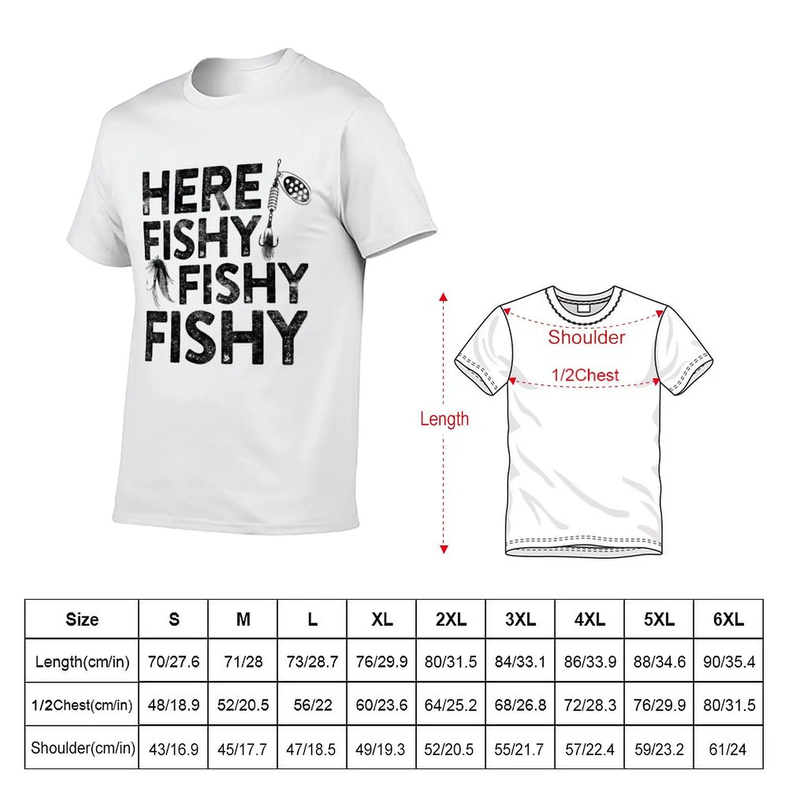 Here Fishy Fishy Fishy T-Shirt Modern Print Casual T-Shirt