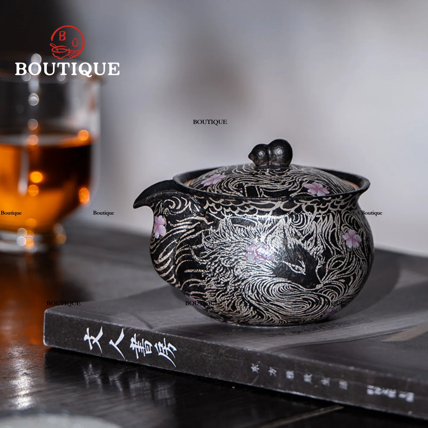 Old Clay Teapot Nine-Tailed Fox Hand-Held Kettle Silver Ceramic Tea Infuser Teapot Chinese Retro Kung Fu Tea Set Pots Yixing Pot
