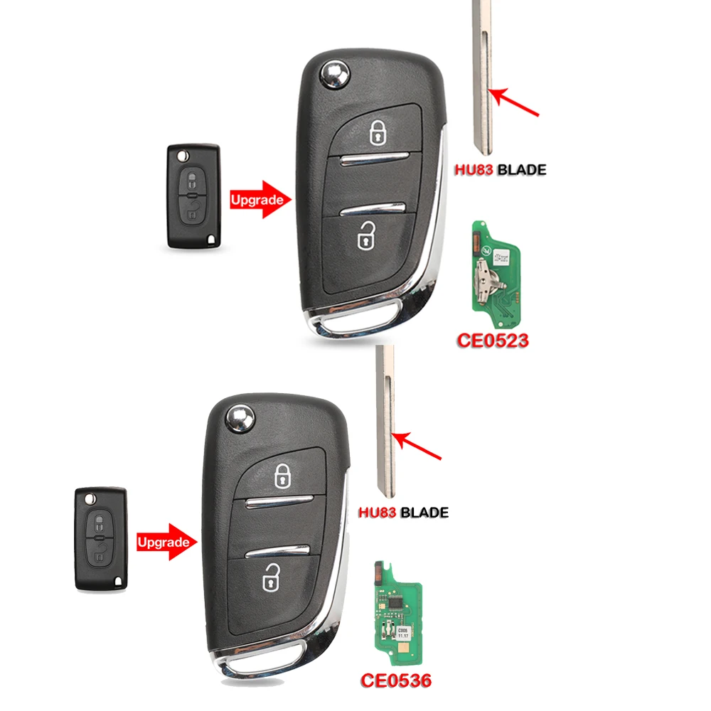 jingyuqin 5ps Modified Car Key For Peugeot Partner 307 308 407 408 3008 For Citroen Berlingo C2 C3 C4 ASK/FSK 433MHz PCF7961