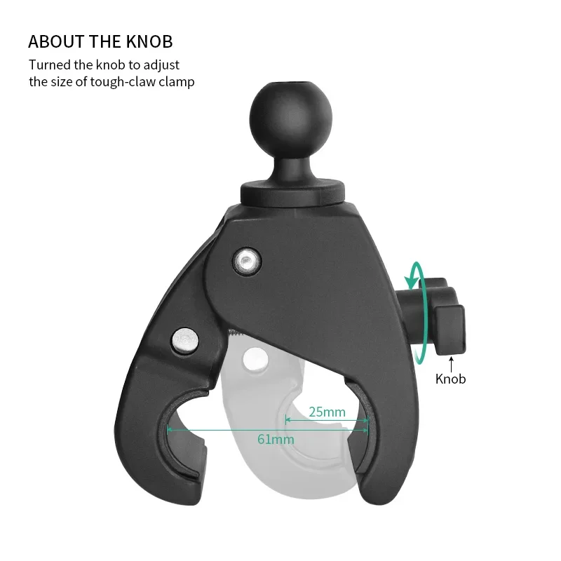 車両用丸型チューブ タフクロー クイックリリース クランプベース 1インチボールヘッド付き 1インチ～1.97インチ丸型チューブ対応 メーカー