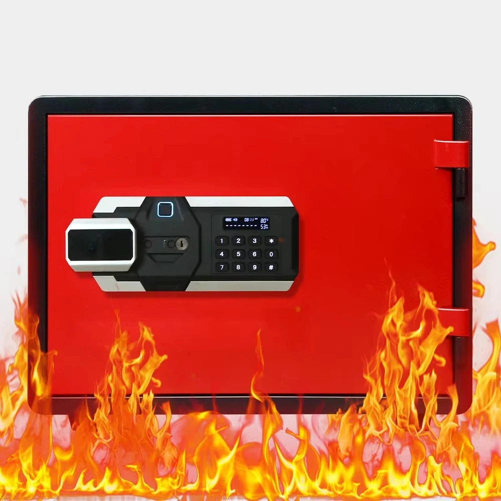 1h Fireproof Luxury Electronic Fireproof Safe Box Key Lock New Fingerprint Emergency Features Fireproof Digital Panel Commercial