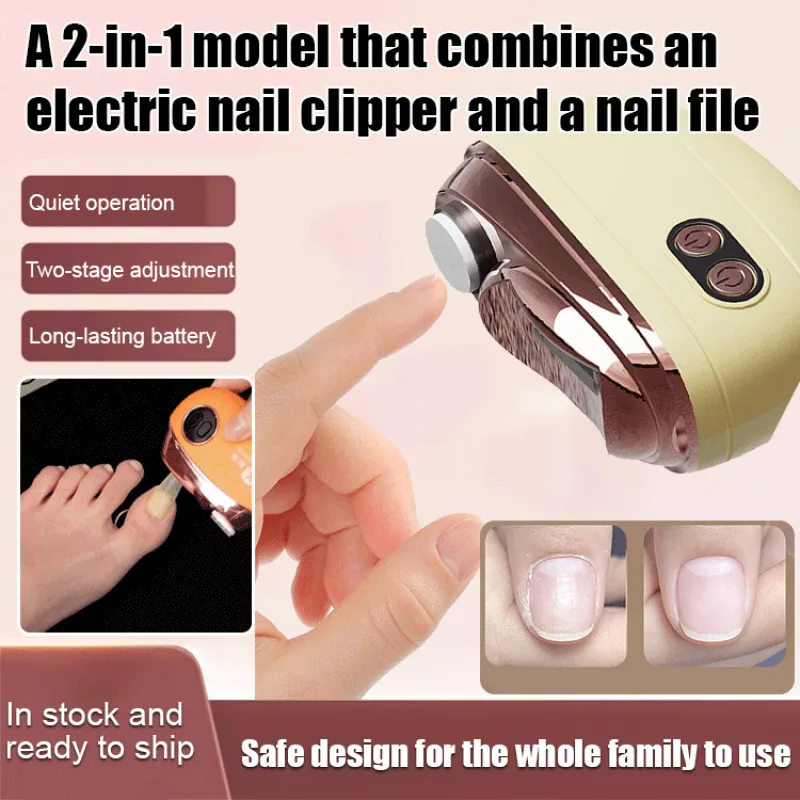 

Multifunctional Home 2in1 AntiPinch Manicure Nail Trimmer with Lights Low Noise Rechargeable Two Gears Electric Nail Tools