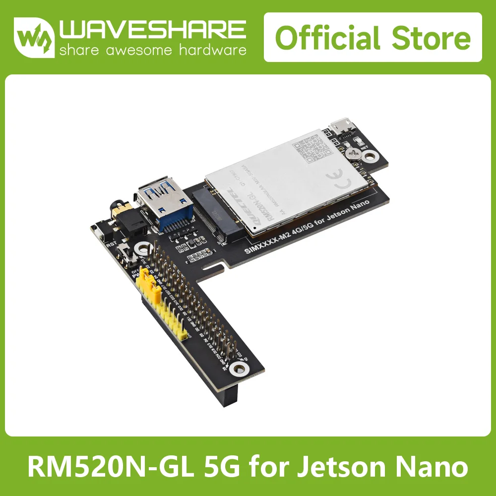 Waveshare 5G/4G/3G Module Designed For Jetson Nano, Multi Mode Multi Band, Options For RM520N-GL/SIM8202G-M2
