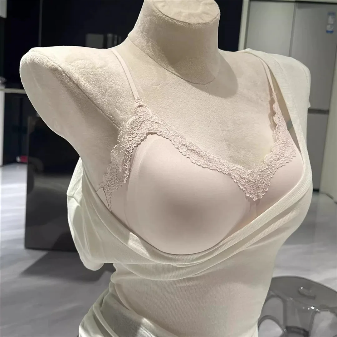 Comfortable and Seamless Backless Lace Lingerie with Fine Shoulder Straps for Shaping A Beautiful Back in Women's Style