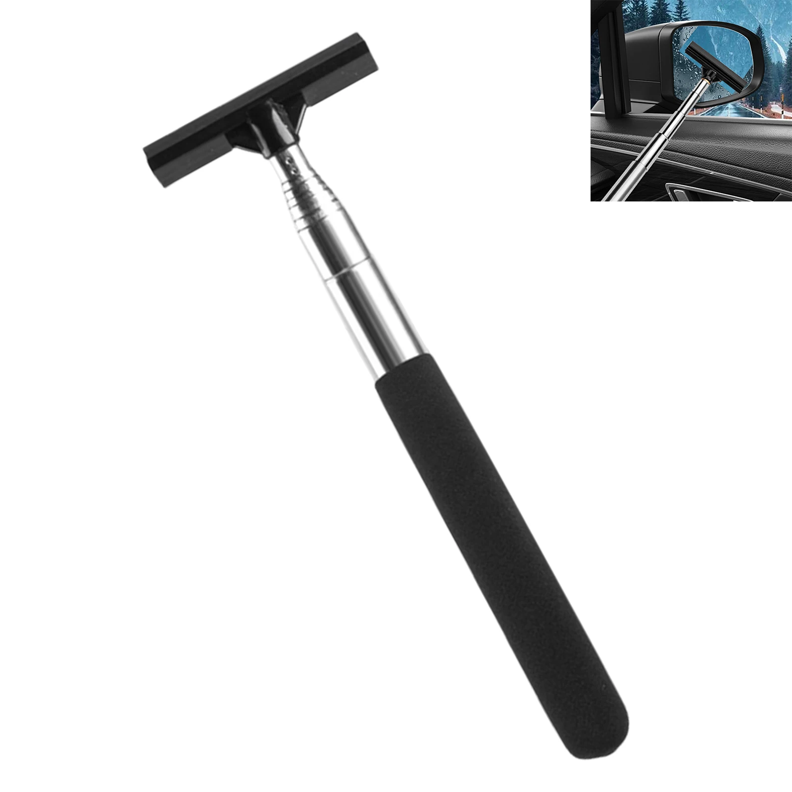 Stainless Steel Retractable Window Wiper Defogging Powerful Cleaning Water Stain Squeegee for Car Windshield Kitchen Countertop