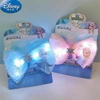 Disney Frozen Flash Hairclip for Girls Anime Hair  Accessories Elsa Bow Luminous Hairpin Children Birthday Christmas Gift