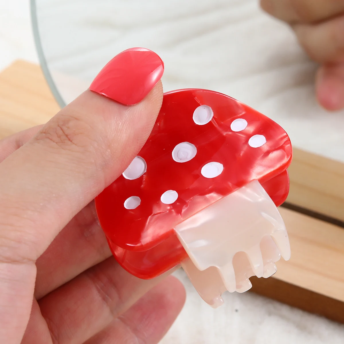 red acetic small cute mushroom hair claw clip for girl