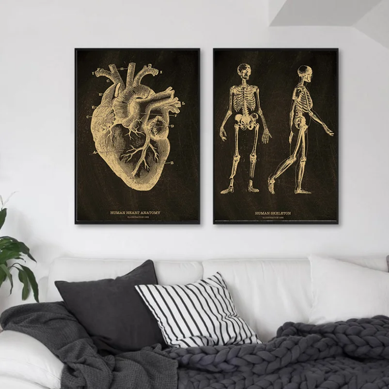 Anatomical Skeleton Chalkboard Poster Kraft Paper Posters DIY Vintage Home Room Medicine Student Decor Medical Art Wall Paint