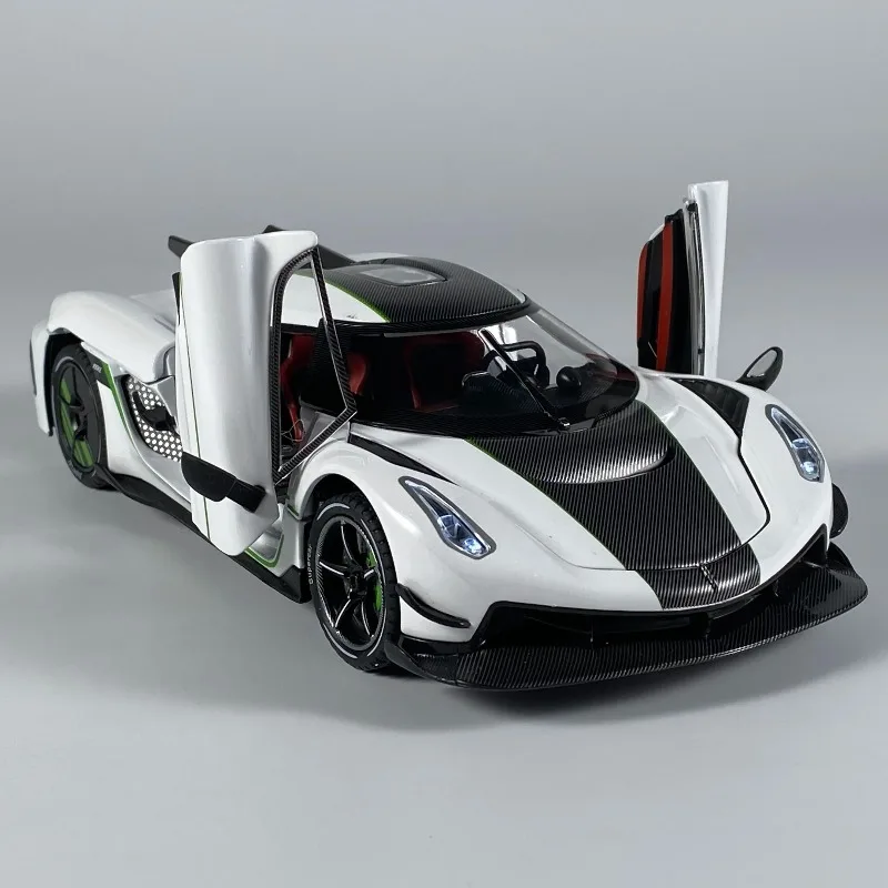 1:24 KNSG jesko absolut Supercar Alloy Metal Diecast Model Car Sound Light Pull Back Children Miniatures vehicle Birthday Gifts