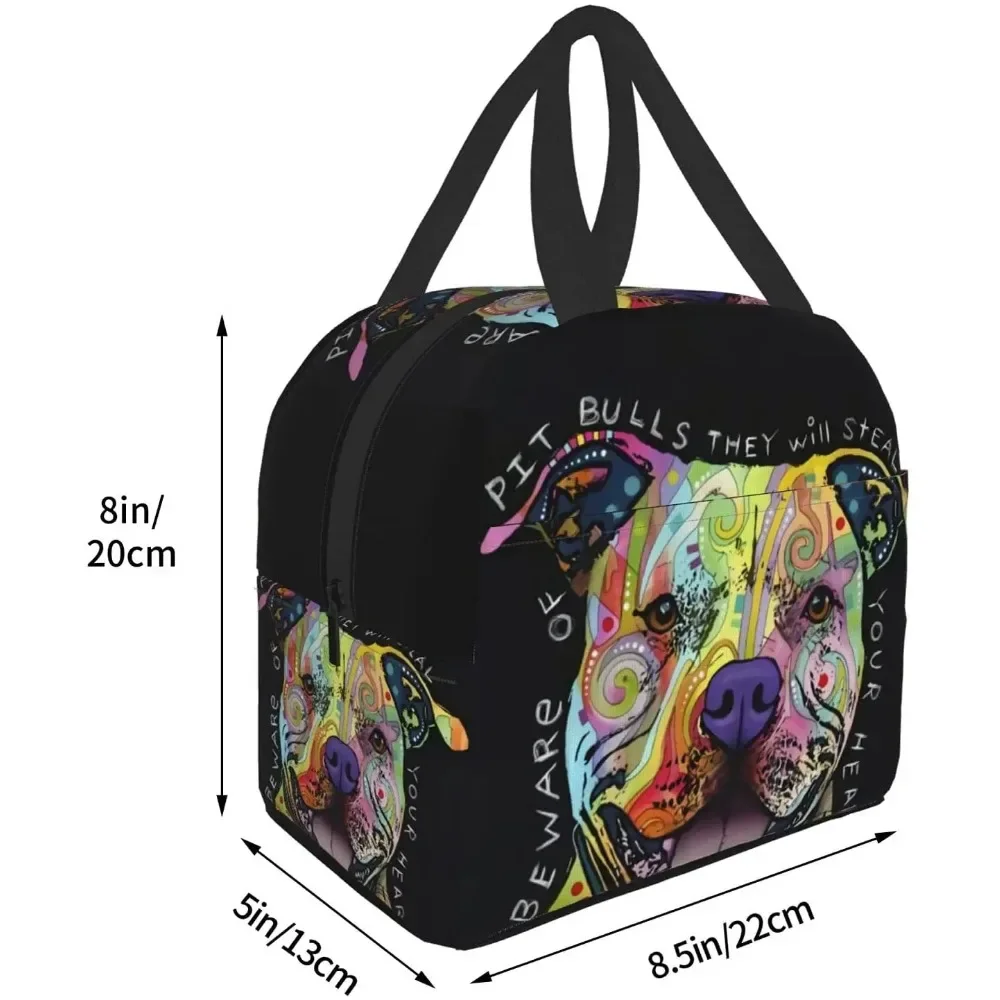 Saco de almoço isolado reutilizável para mulheres, recipiente do tote, pit bulls, refrigerador, escritório, trabalho, escola, piquenique, praia, treino, viagem, novo