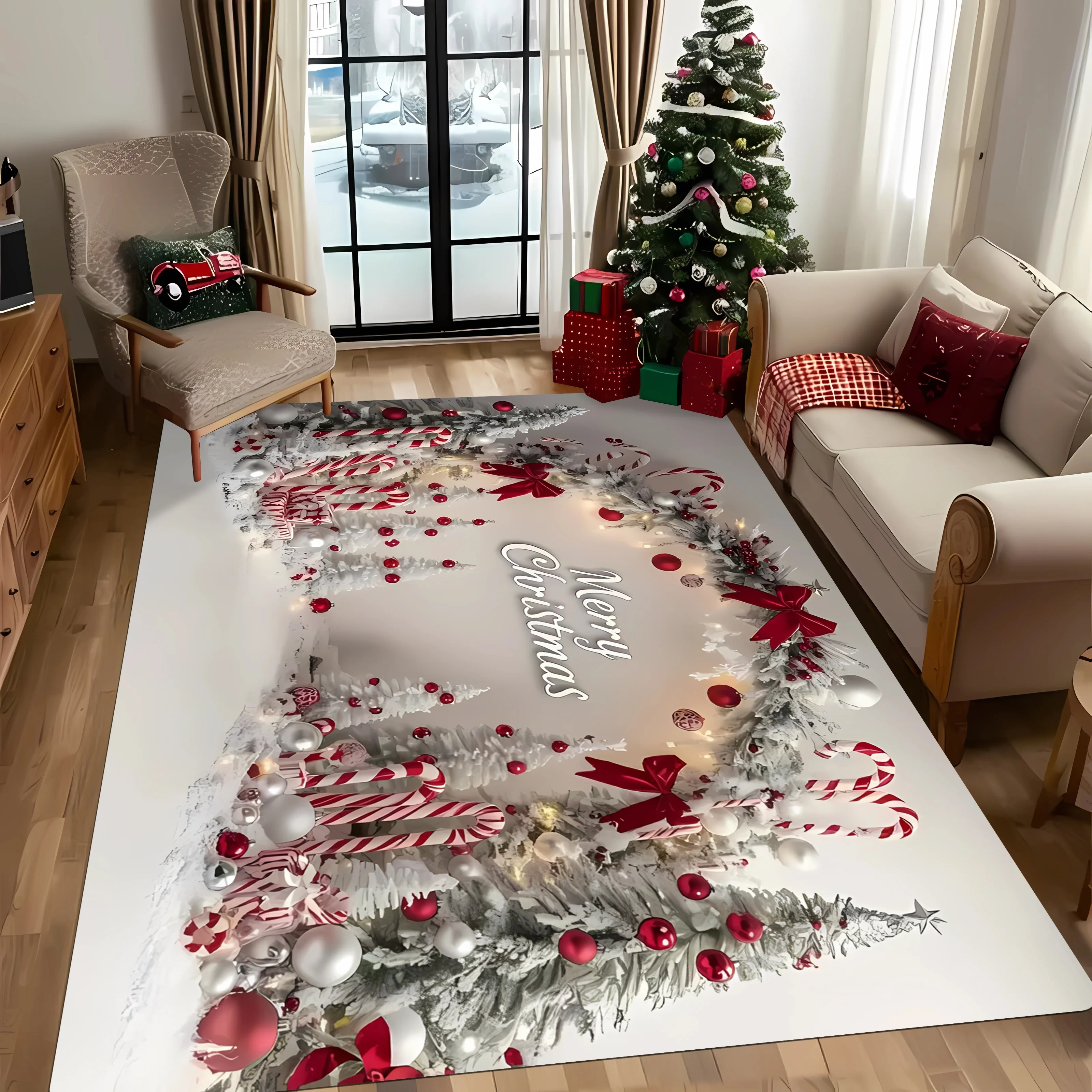 

Рождественский подарок Декор Коврик, для гостиной, спальни, коврик для прихожей, столовой, декор комнаты, рождественские украшения