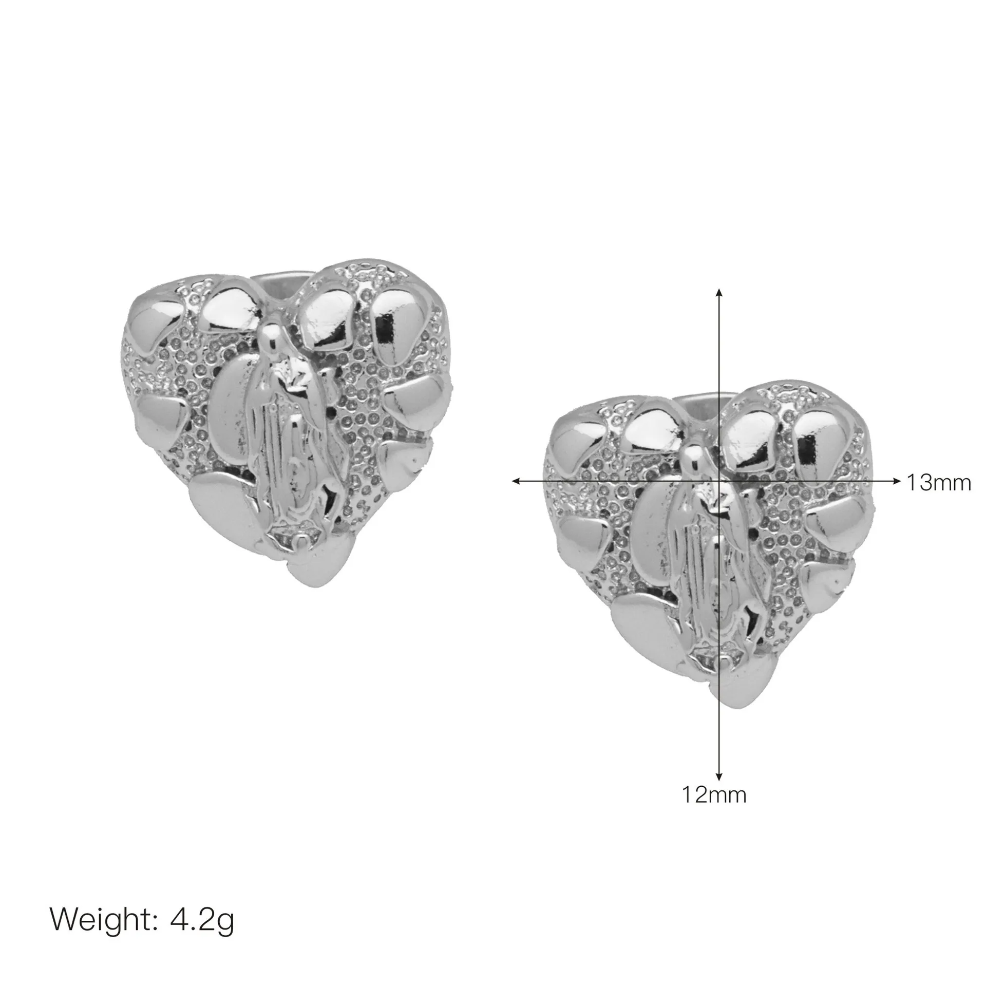 الهيب هوب المرأة الذهب الكتلة مريم العذراء القلب القرط النحاس المجوهرات المألوف الدينية سحر الأذن الكفة