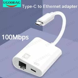 Adaptador convertidor Ethernet para teléfono móvil, tarjeta de red tipo C a Puerto RJ45, carga PD, conexión estable para Chromecast, Google TV