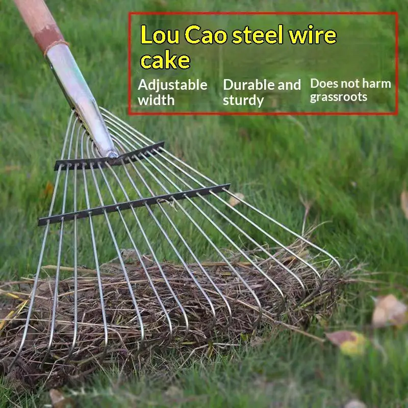 1Pcs Garden Leaf Rake Durable 14/16-Tooth Garden Rake For Gardeners Grass Farming Rake Iron Potting Landscapers Reliable Tools