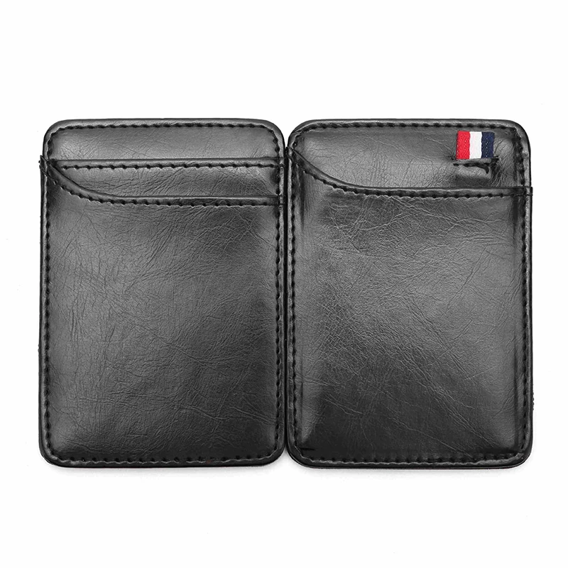 Ultra Thin Men's  Magic Wallets PU Leather Mini Money Cash Card Holder Black Small Men's Amusing Purse Slim Fold Male Bag Gift