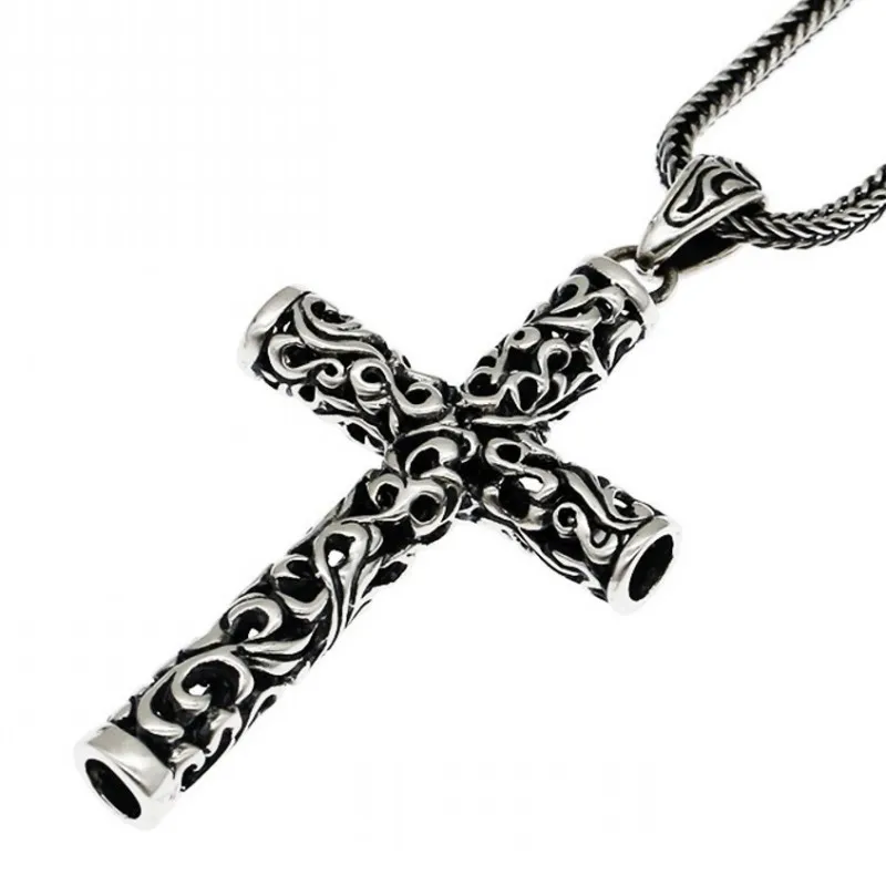 BOCAI S925 Sterling Silver Pendants for Men Women New Fashion Hollow Eternal Rattan Cross Argentum Amulet Jewelry Wholesale