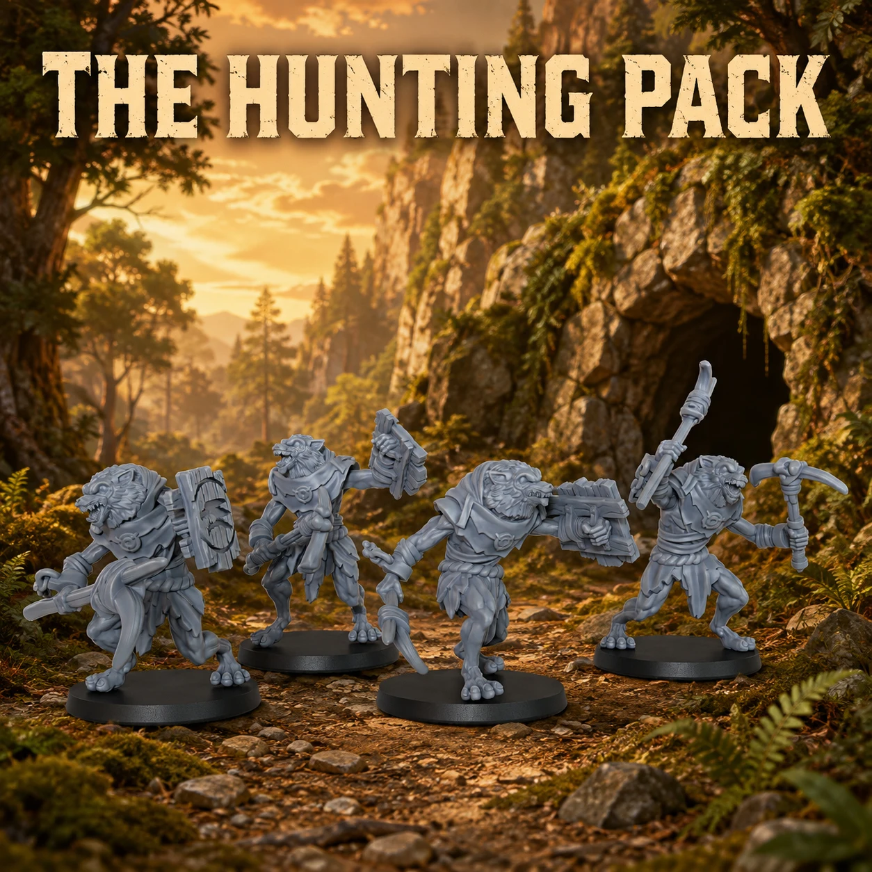 Fantasy Werewolf Miniatures, 25mm 1:64 Scale, Detailed Lycanthrope Figures with Bases for TTRPG Games and Dark Fantasy Dioramas
