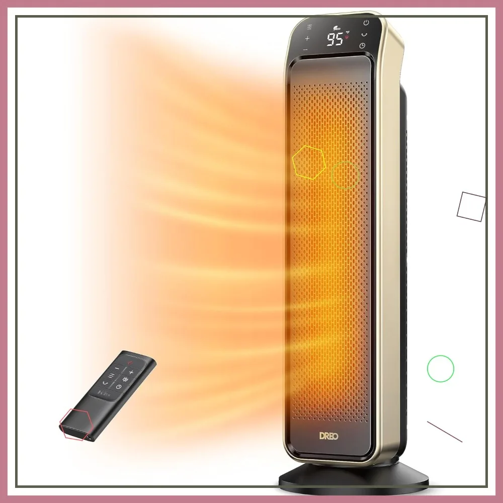 

25-дюймовый быстрый портативный обогреватель для комнат с пультом ДУ, 3 режима, защита от перегрева и опрокидывания, для больших спален