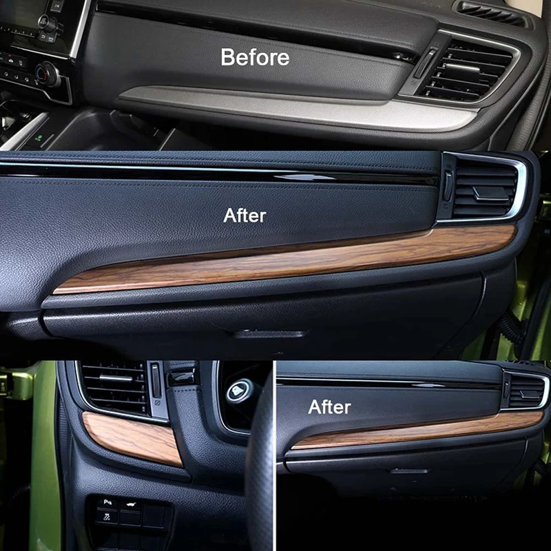 For Honda CRV CR-V 2017 2018 2019 2020 2021 Peach Wood Dashboard Panel Dial Trim Cover Center Console Decal Strips