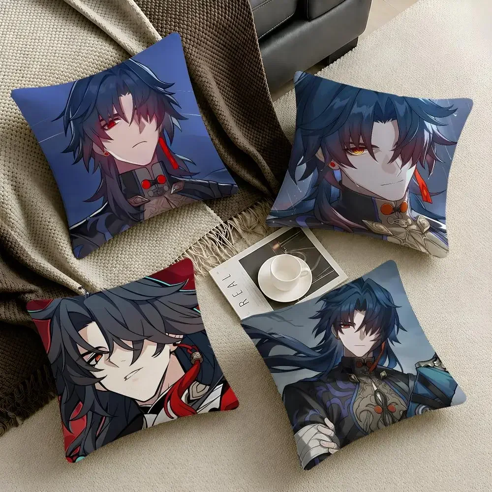 Gaming Honkai Star Rail Blade Chibi Cushion Cover Throw Pillow Soft Short Plush Durable Colorfast Sofa Bedroom Home Decor Gift