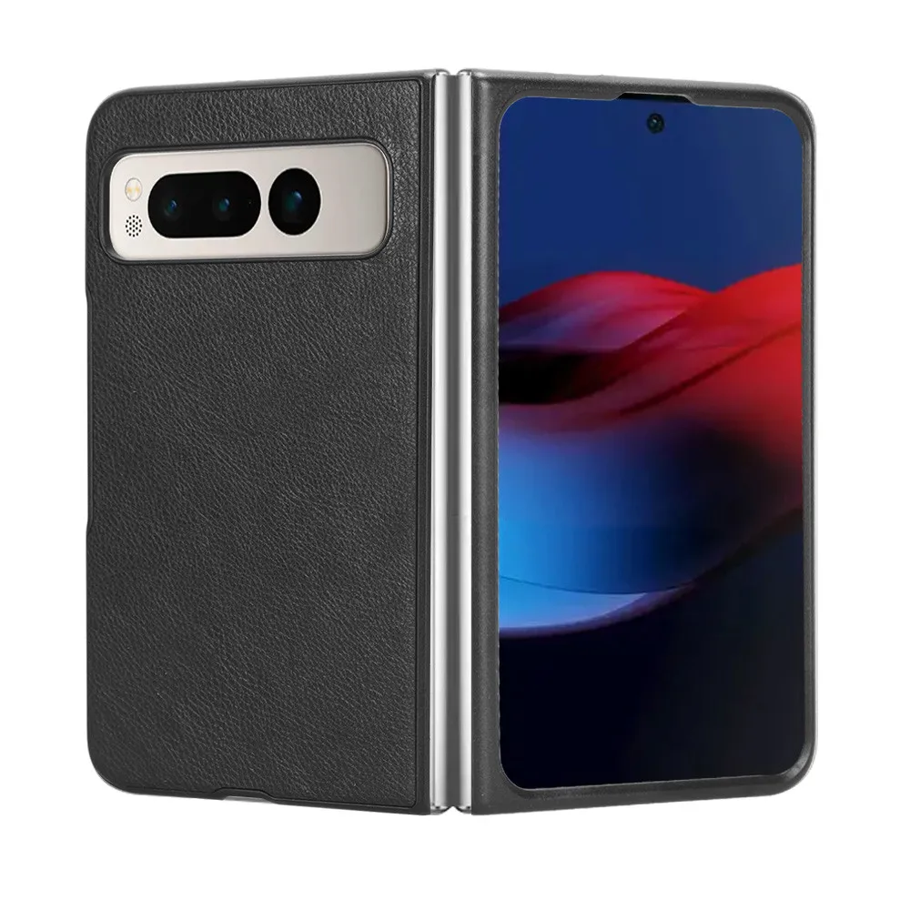 For Google Pixel Fold Case Luxury Litchi Striae PU Leather Hard Back Cover Case For Google Pixel Fold Phone Case