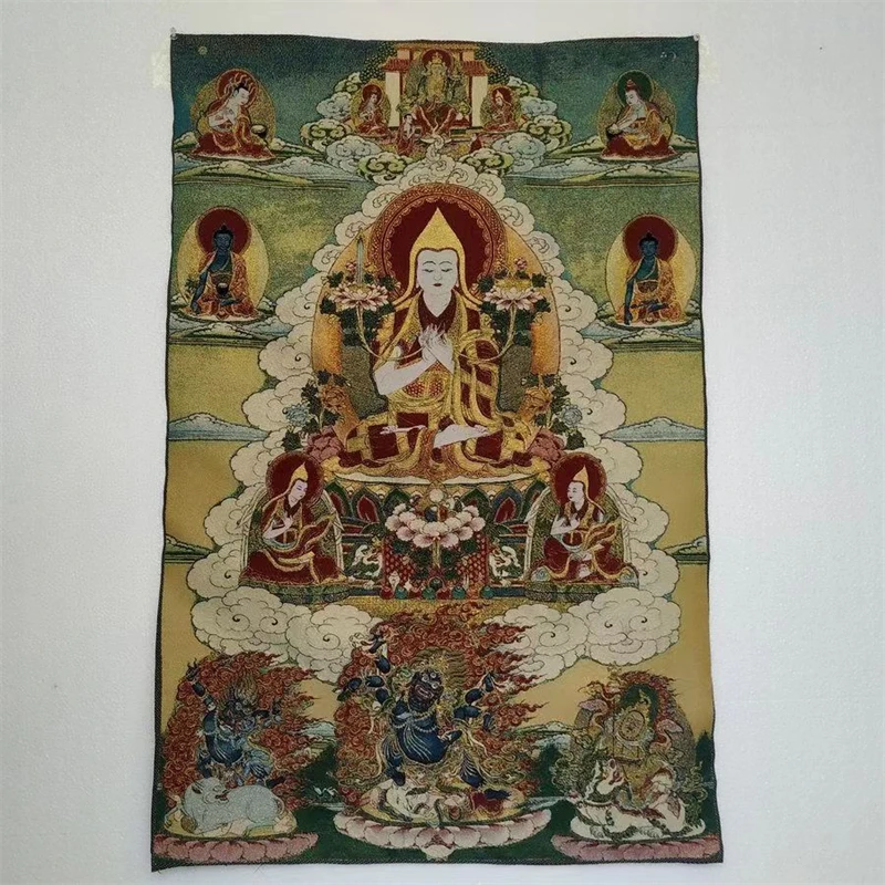 

Картина из парчи с вышивкой Thangka, Zongkaba, изысканное украшение для дома, благоприятный