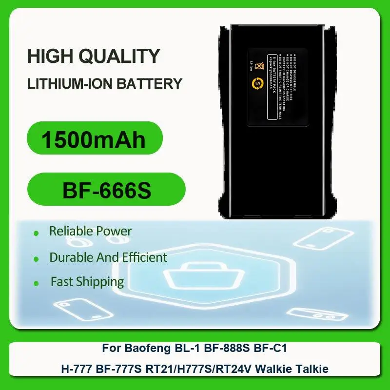 Battery For Baofeng UV5R UV5-RA UV-5RE Walkie Talkie BL-1 BF-888S BF-C1 H-777 BF-777S RT21/H777S/RT24V BF-F8 UV-5RA 5RB 5RL F8+