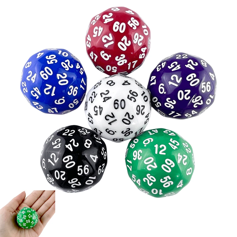 

1 шт. кубик D60, 60-гранный, непрозрачный, многогранный игровой кубик для настольных приключенческих игр, ролевых игр DND