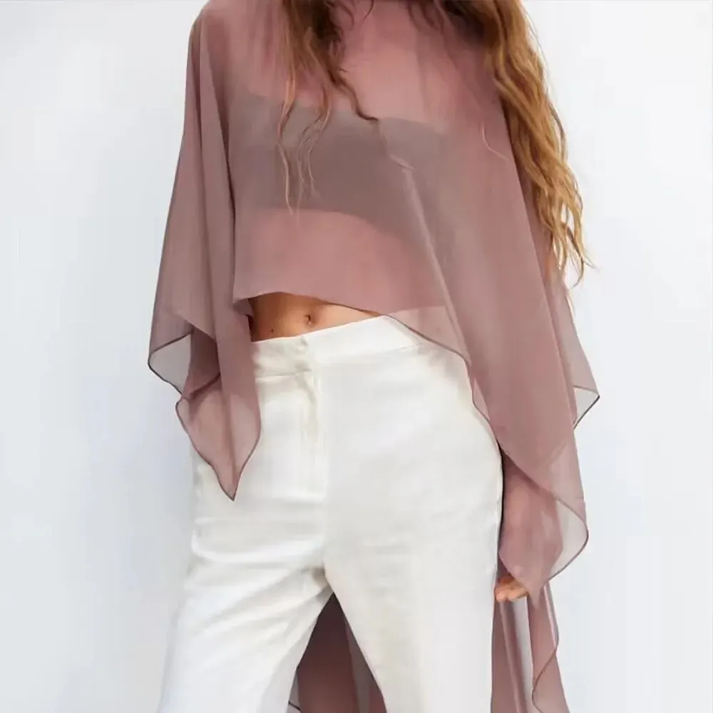 BMURHMZA Spring And Summer Fashion Hot Selling New Asymmetric Loose Skin Friendly Sunscreen Sheer Cape