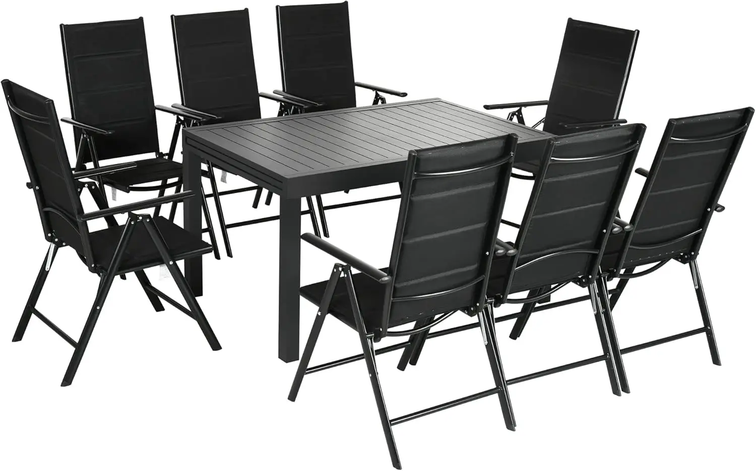 

Outsuny 9-piece set of 8-person terrace dining aluminum frame set with expandable table, high back portable chair,and mesh seats