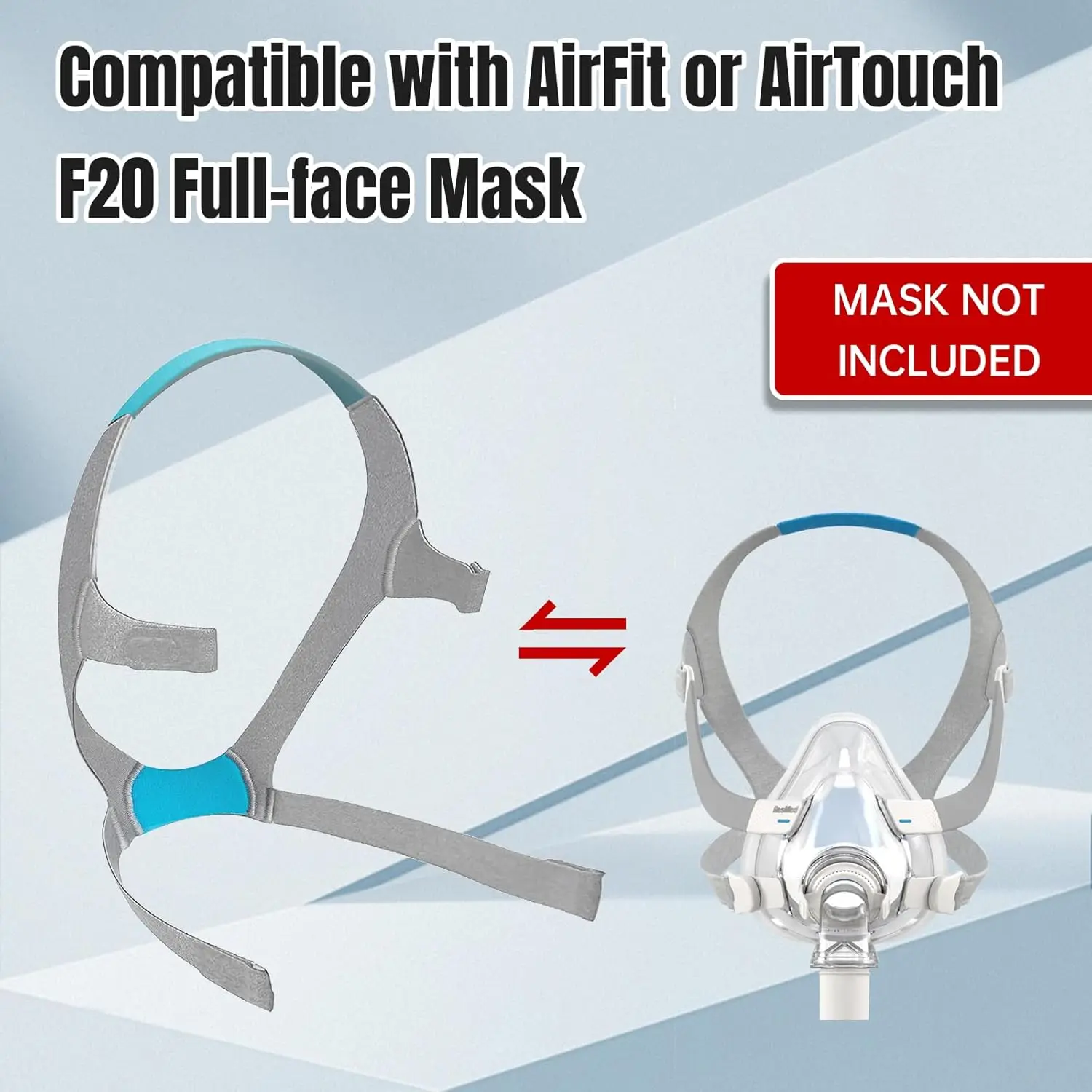 F20 Kopfband kompatibel mit ResMed AirFit / AirTouch F20 Vollgesichtsmaske Ersatz-Kopfband - Groß – Detail 7