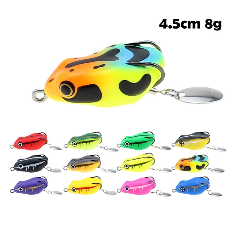 

45mm/8.5g Colorful Frog Crank Bait Fishing Lure Thunder Frog Fishing Lures Soft Baits Floating Topwater Lure Double Hook Tackle