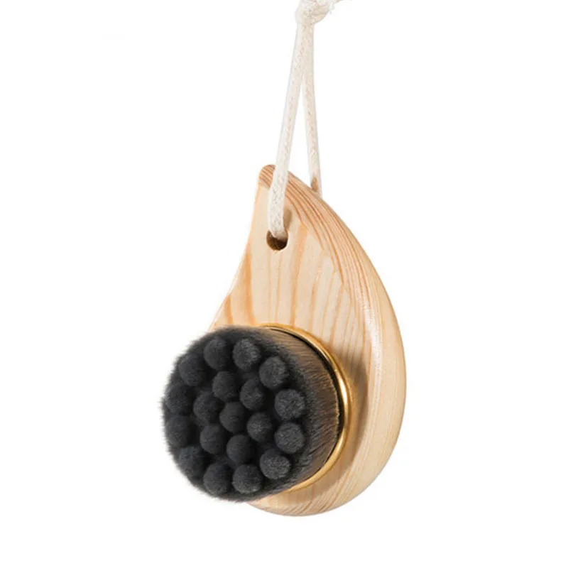 Manual Face Washing Brush with Wooden Handle, Cleansing Brush Makeup Removal, Deep Cleaning Soft Fiber Bristles