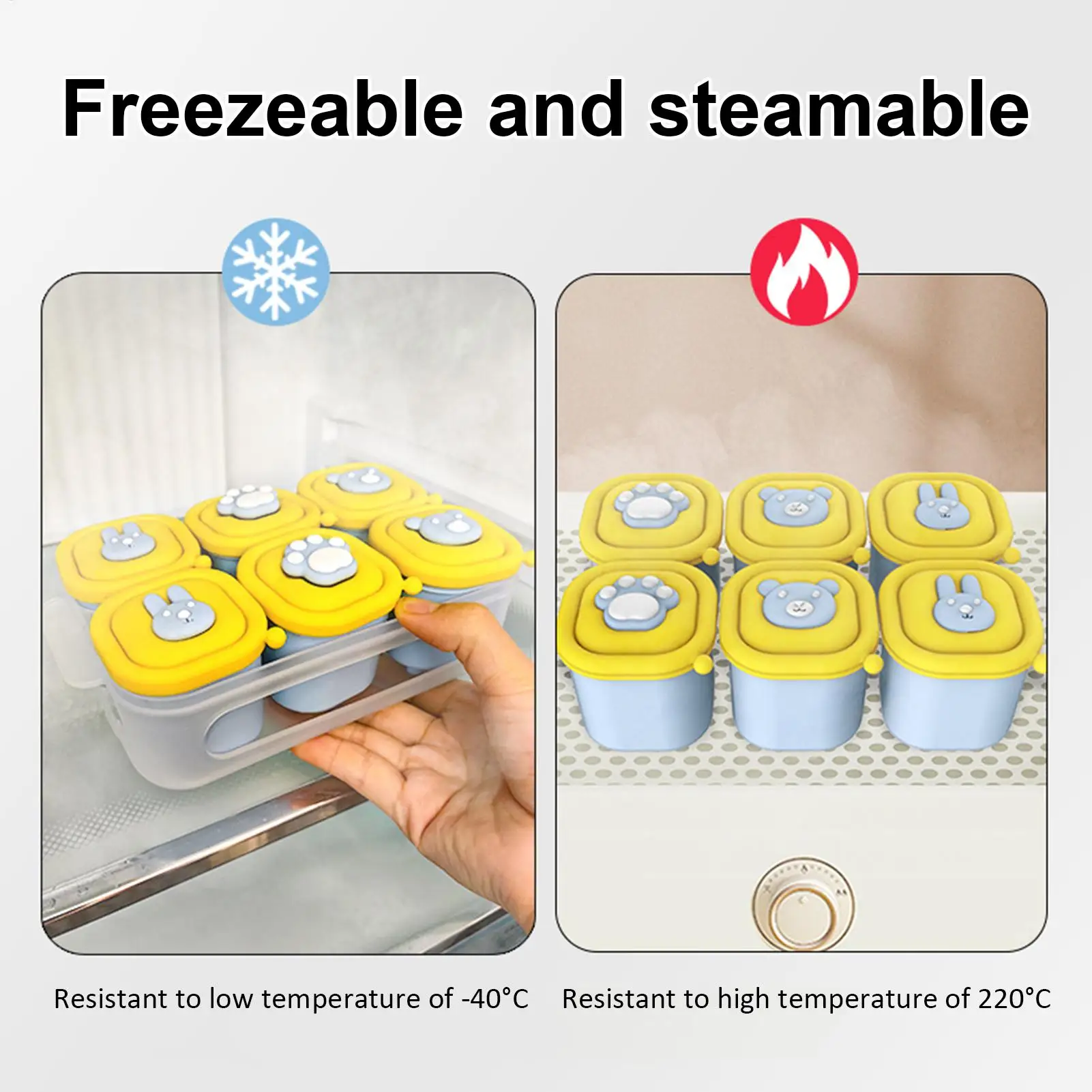 صواني أغذية الأطفال للتجميد 6 تجويف سيليكون حاوية تخزين حليب الأم المضادة للانزلاق المنسوجات حليب الأم المنظم الحاويات