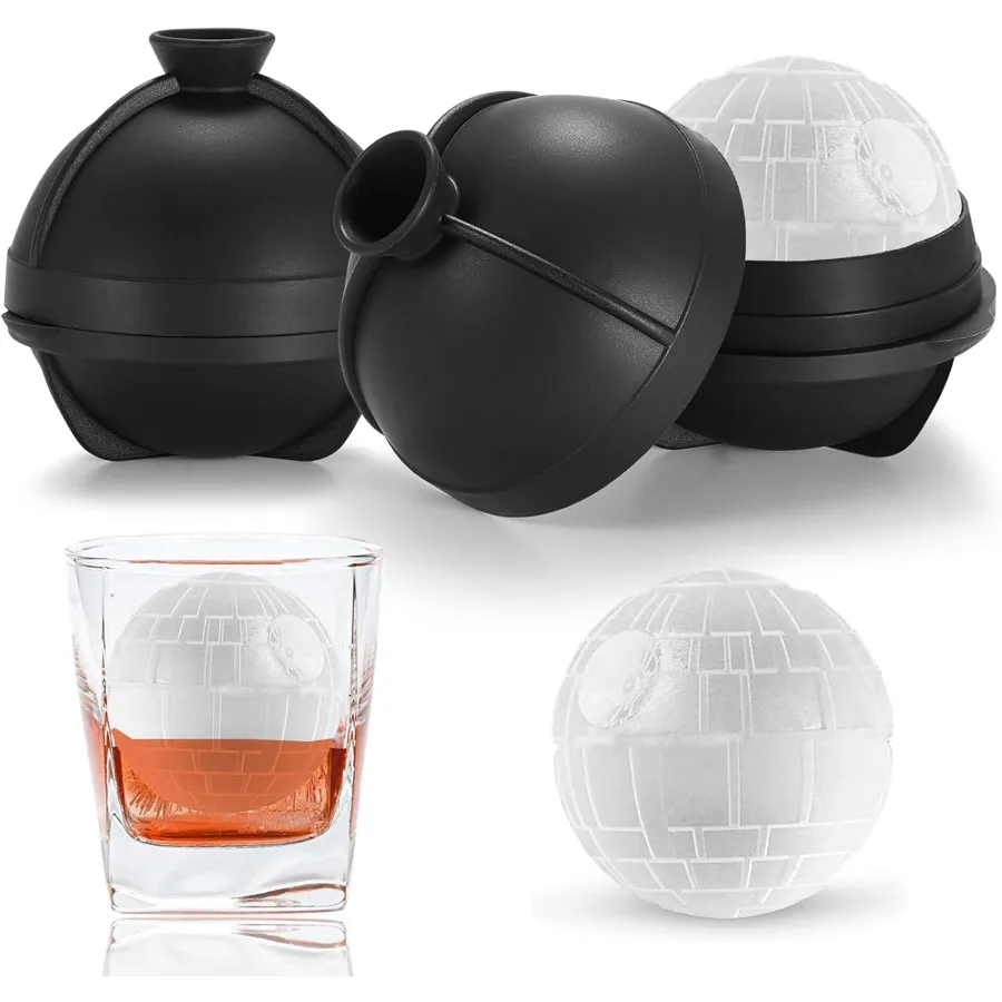 

3D Death Ball Ice Cube Mold Gts Stocking Stuffers Идеи для взрослых, мужчин, женщин, 2,5 дюйма, большой силиконовый круглый лоток для кубиков льда для члена