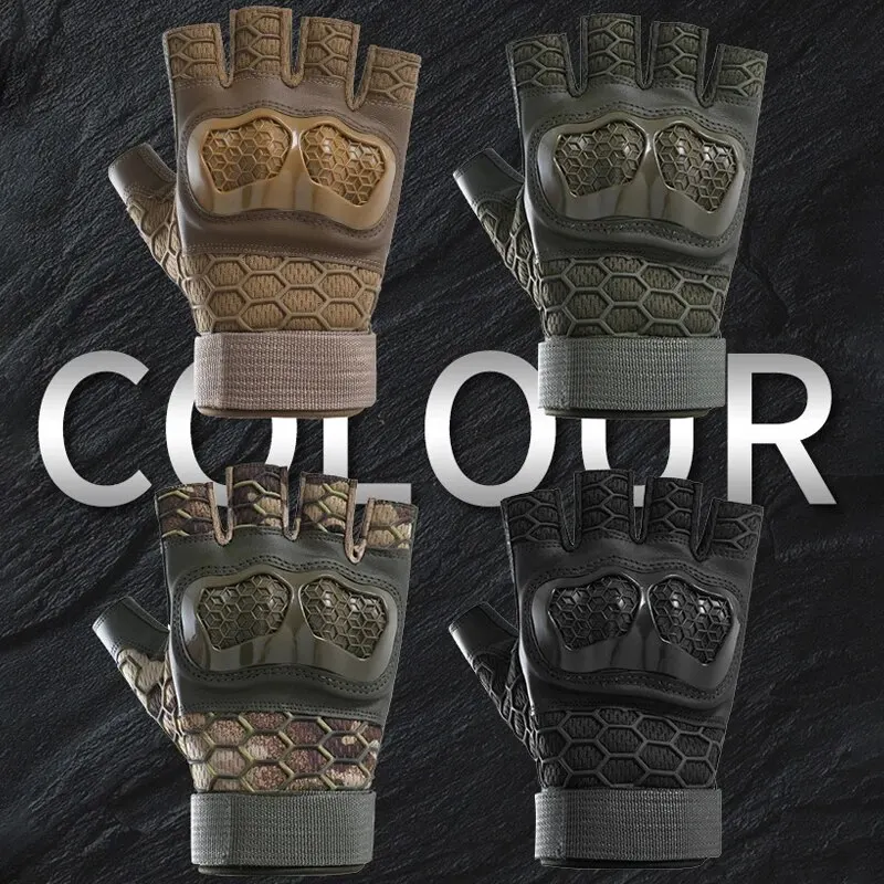 Men Half Finger Tactical Gloves Combat Hunting Hard Shell Protective Fingerless Anti-skid Wear-resistant Gloear-resistant Gloves