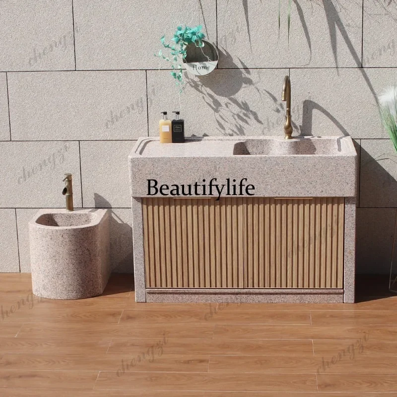 F181  Marble laundry pool courtyard, wash basin outdoor integrated pool outdoor stone wash basin